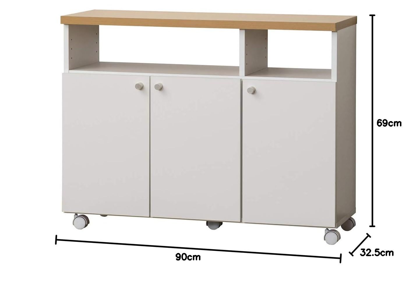 クロシオ キッチンラック ホワイト 幅90cm スマートワゴン90 KD キャスター付き おしゃれ スリム 040161 AKU1005294 NEXPOTALLINN_EU