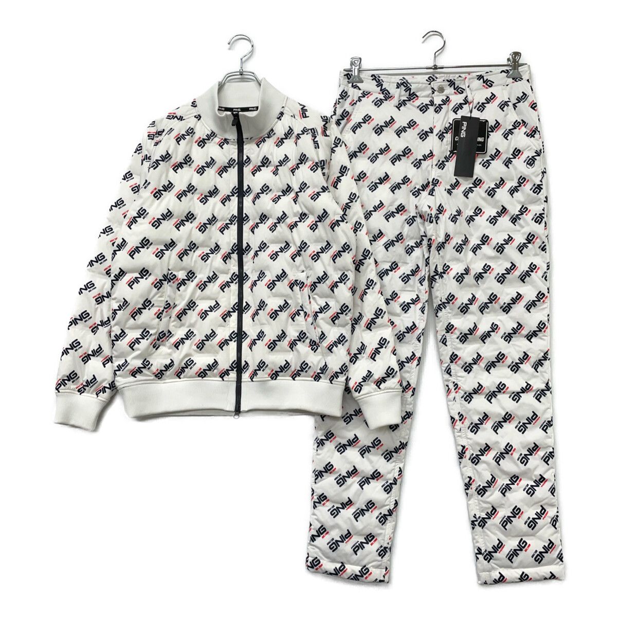 メンズ ピン PING セットアップ M 白 ホワイト 中綿 防寒 2WAYストレッチブルゾン×ロングパンツ