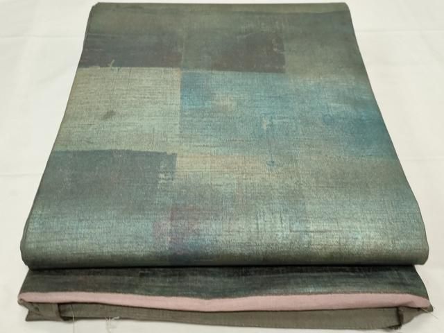 平和屋着物●全通柄袋帯 紬地 霞文 引箔 正絹 逸品 未使用 CAAZ6428dy