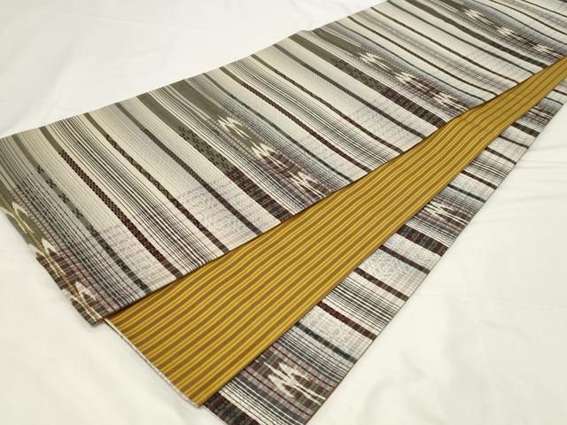 平和屋着物●両面　全通柄袋帯　紬地　花織　横段飛鳥文　正絹　逸品　CAAZ6435dy 平和屋着物○両面 全通柄袋帯 紬地 花織 横段飛鳥文 正絹 逸品