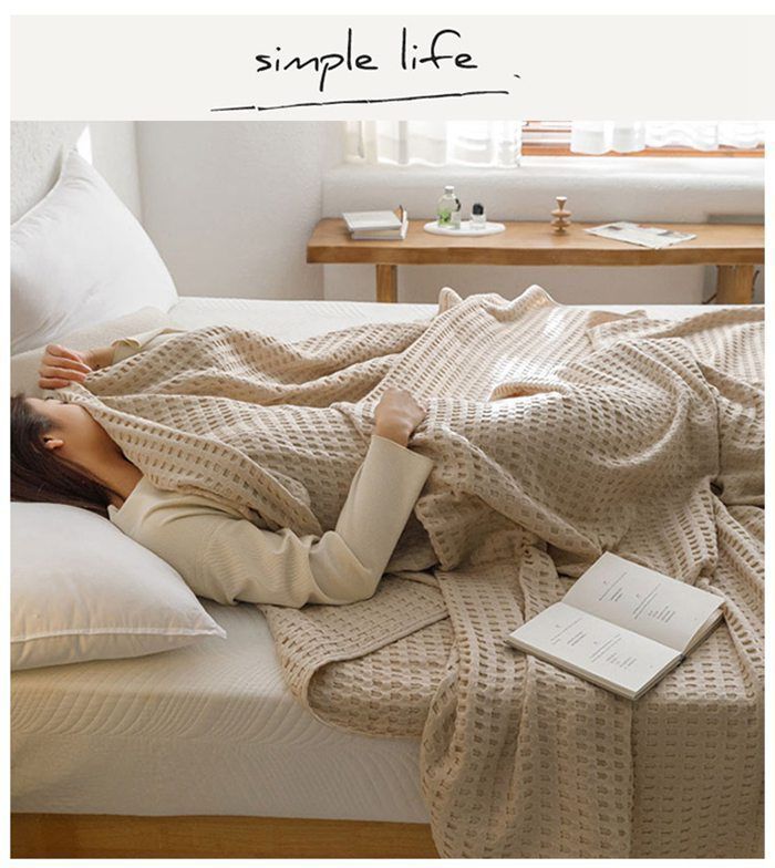 ワッフルケットタオルケット 綿100％ じっくり織り上げたワッフル