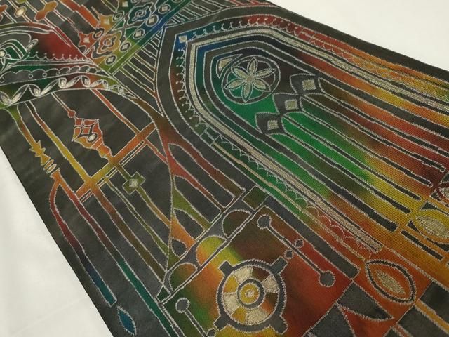 平和屋着物○全通柄袋帯 作家物 聖堂 金銀糸 引箔 正絹 逸品