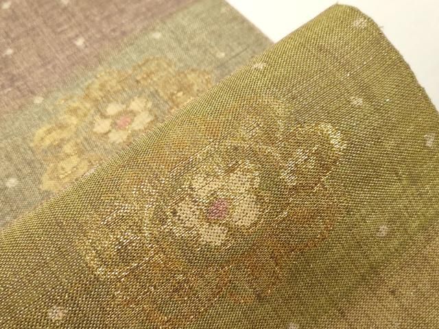 平和屋着物○西陣図案家 徳田義三 六通柄袋帯 紬地 燦煌華 金糸 正絹