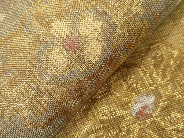 平和屋着物○西陣図案家 徳田義三 六通柄袋帯 紬地 燦煌華 金糸 正絹