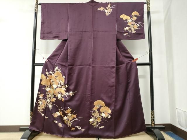 平和屋着物●訪問着 駒刺繍 松竹梅花文 金彩 正絹 ♥ CAAZ2980yc