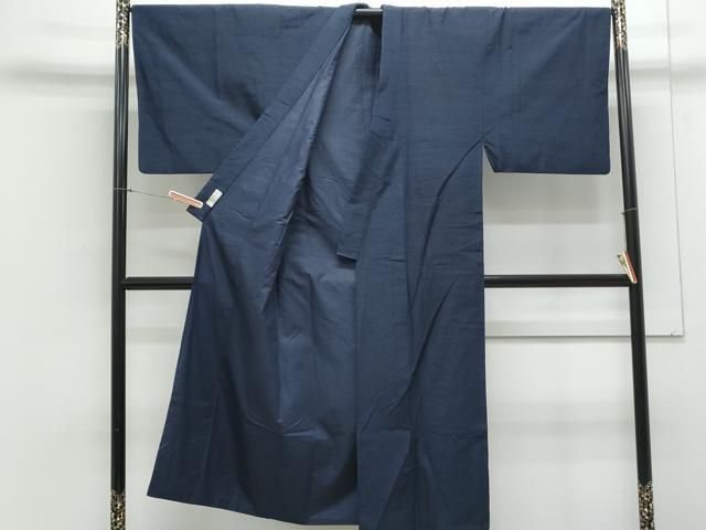 平和屋着物 男性 紬 アンサンブル 色無地 濃藍色 やまと誂製 正絹 th