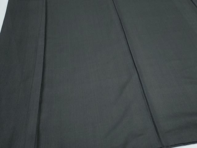 平和屋着物○男性 お召 アンサンブル 色無地 暗黒色 正絹 逸品  