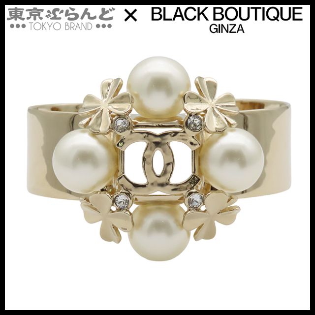 シャネル CHANEL バングル ゴールド メタル コスチュームパール ラインストーン ココマーク クローバー G22S GP M ブレスレット レディース 241100081695