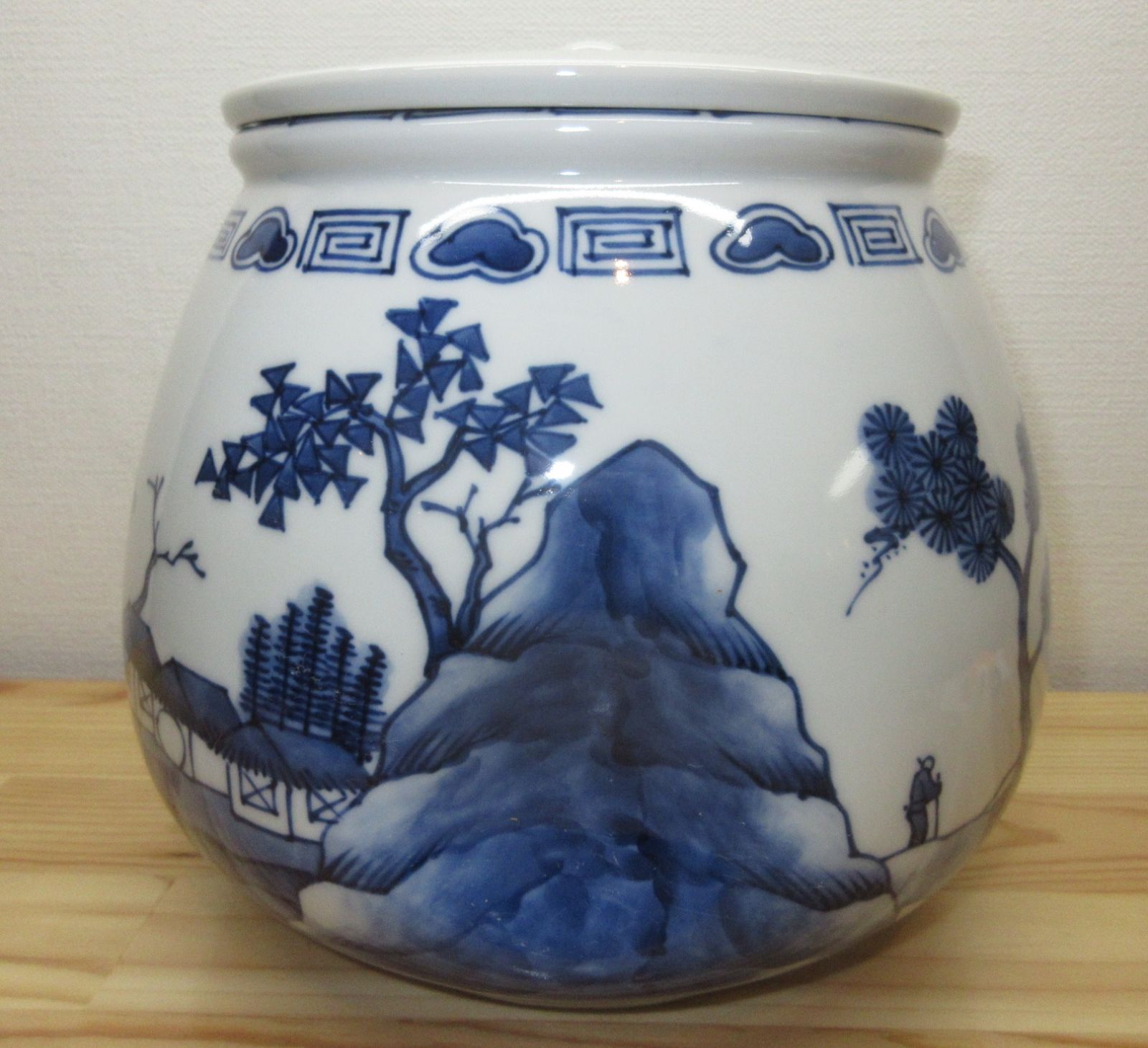 逢絢亭 茶道具 水指 京焼 染付 芋頭の形 桃山窯 共箱入り