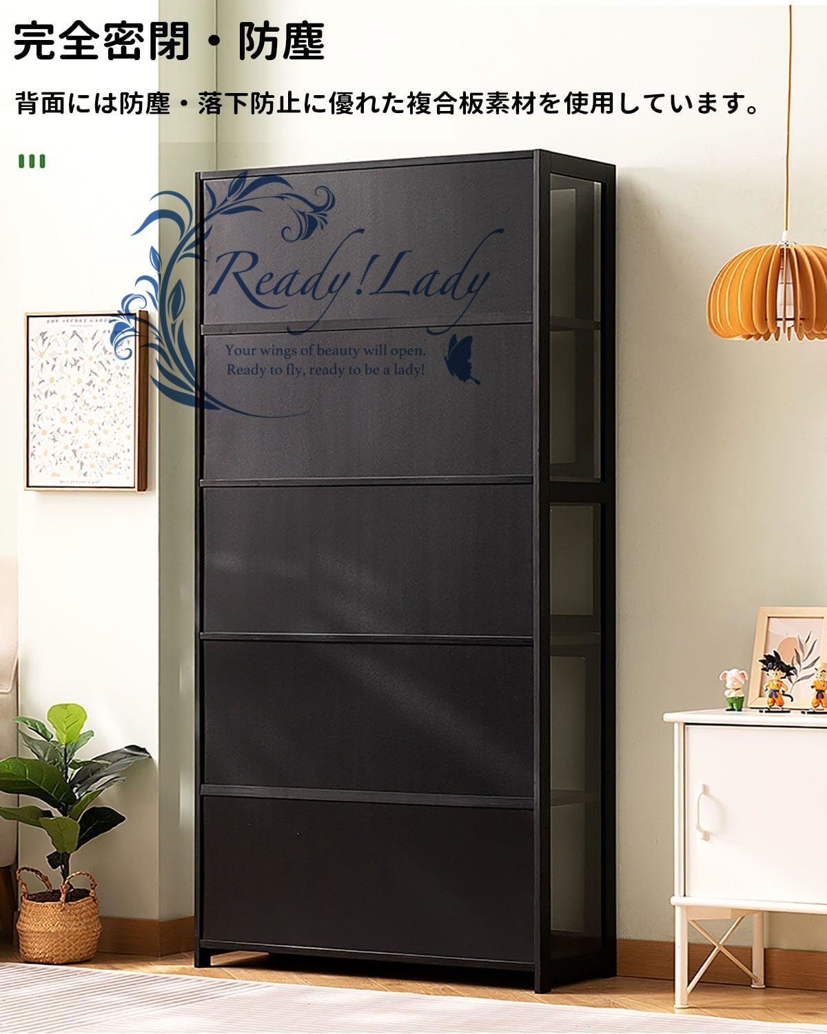 ケース フィギュアケース ショーケース キャビネット 竹枠 ボード ガラスケース フィギュア グッズ ラック 大容量のストレージ両開きドア 大容量 ボード キ 80 32 170cm 原色 MARWIL-DEMENAGEMENTS_CH