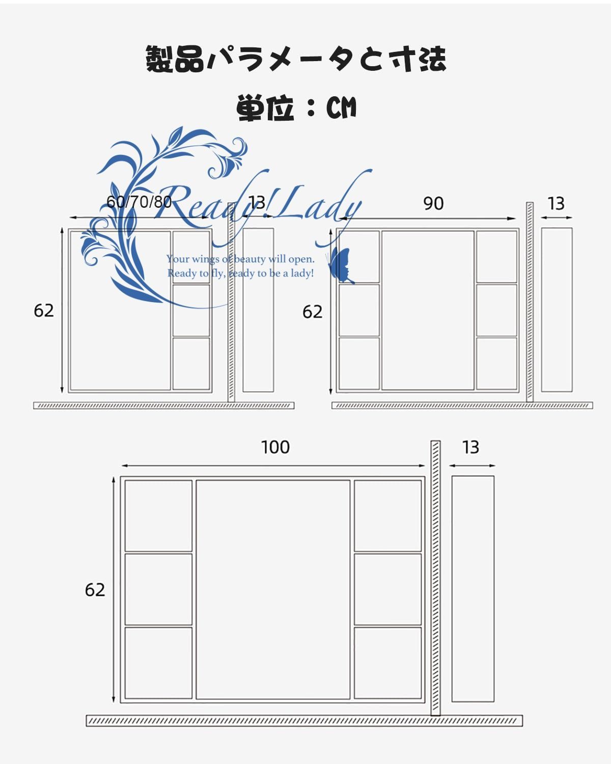 壁掛けミラーキャビネット 浴室お風呂 鏡スマート調光機能付き LED照明ミラーキャビネット洗面所 浴室 ミラー 曇り止め浴室鏡 収納付き 多層収納 防水 ファッション 省スペース 簡単収納 白 100 62 13cm グレー