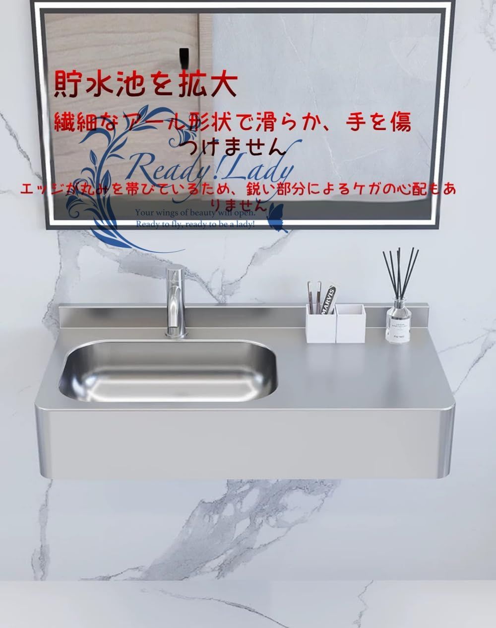 新登場壁掛けシンク ステンレス製洗面化粧台 ベッセルシンク フローティング壁掛けシンク ブラック