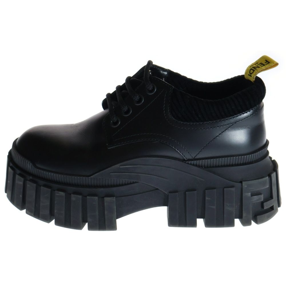 FENDI フェンディ FFロゴ FORCE フォース プラットフォーム レザーシューズ 革靴 ブラック レディース 1395