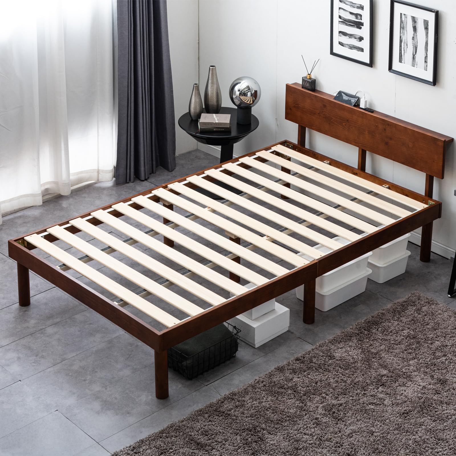 数量 シングル 天然木 北欧パイン材使用 宮棚 ベッド 2口コンセント すのこベッド ベッドフレーム 単品 タンスのゲン シングルベッド おしゃれ ブラウン 49600785 80458