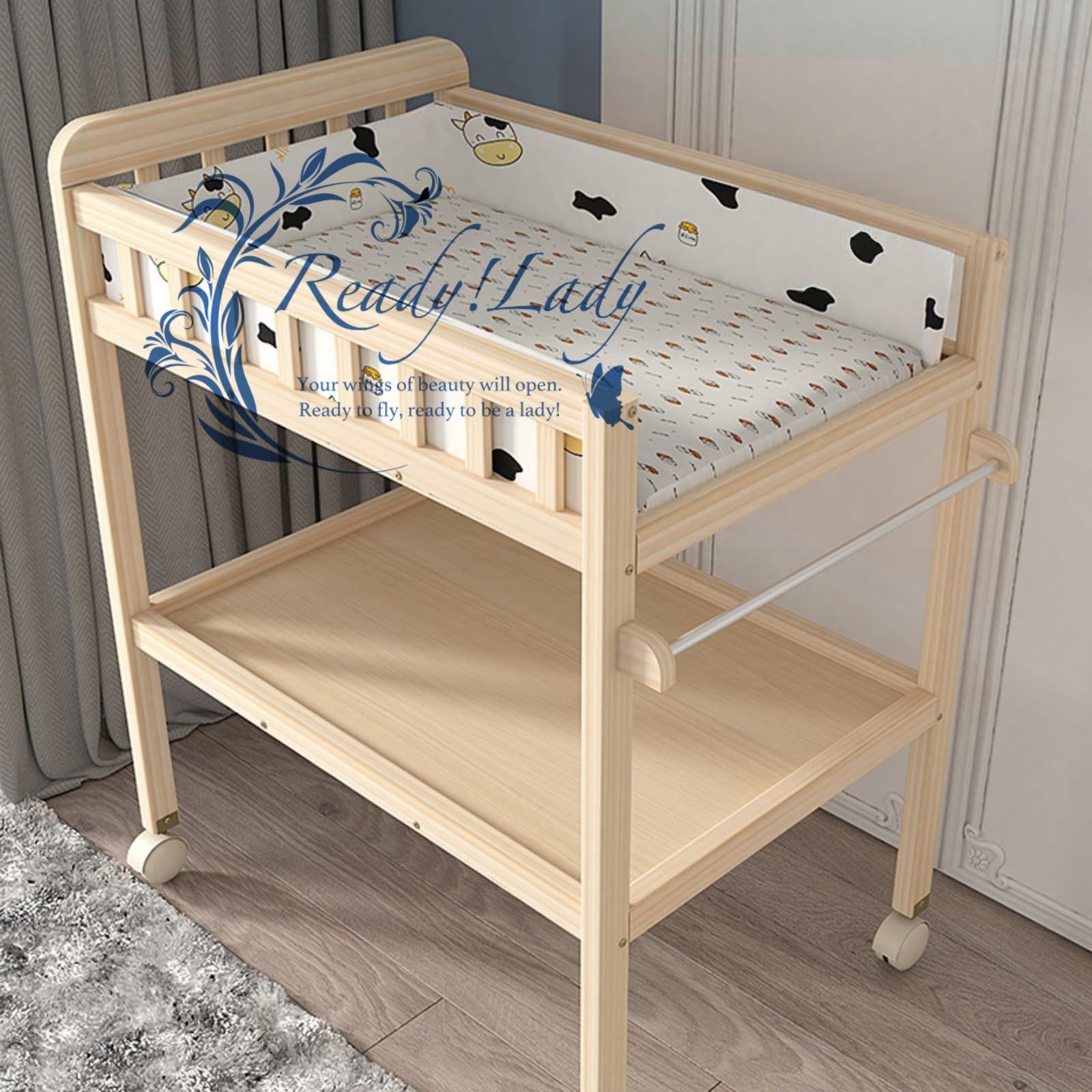 木製おむつ交換台 新生児 オムツ交換台 移動 収納棚 おむつ替え台 簡単設置 大容量 強耐久 キャスター付き移動楽々 多機能 ベビーケア オムツ台 家庭用|保育園|誕生祝い|出産祝 2階