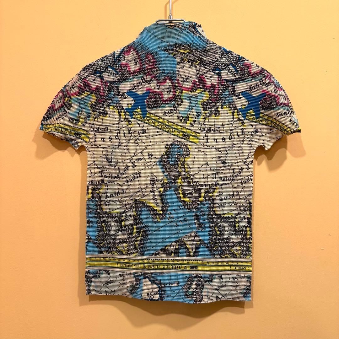 me ISSEY MIYAKE 世界地図柄 半袖ブラウス トップス プルオーバー