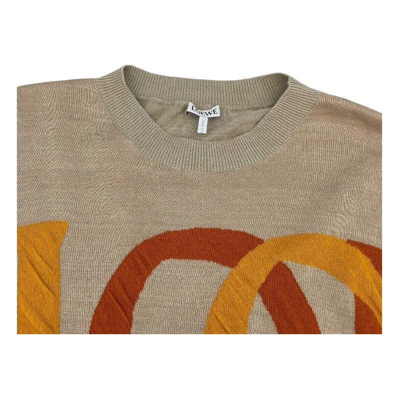 明るさのある ロエベ LOEWE ロゴデザインルーズニットセーター S359Y14K37 ベージュ リネン メンズ セーター 期間限定。