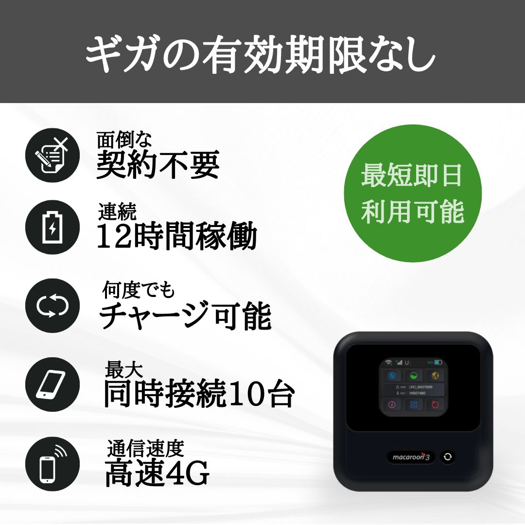 GREENチャージWi-Fi 200GB付き モバイルルーター ポケットWi-Fi