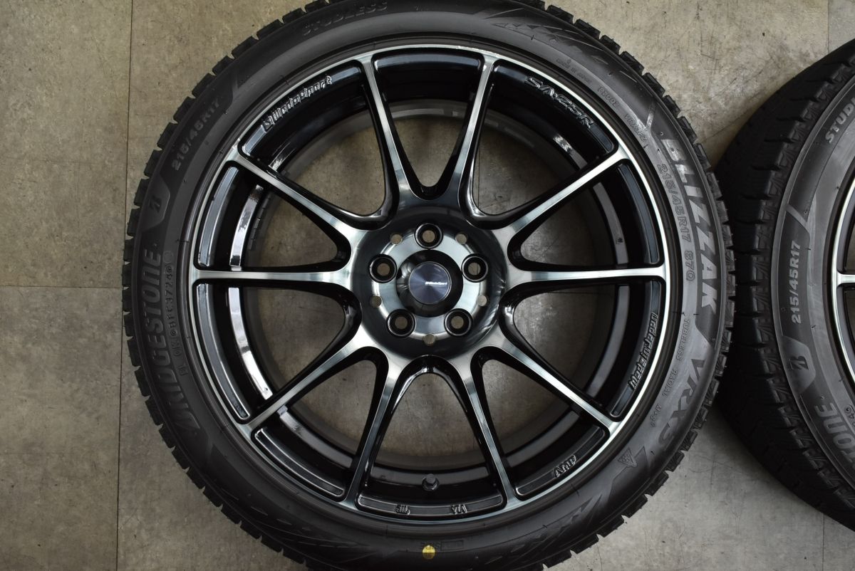 バリ溝 Weds SA-25R 17in 7.5J 48 PCD100 ブリザックVRX3 215|45R17 レクサスCT プリウス カローラスポーツ 86 レガシィ インプレッサ