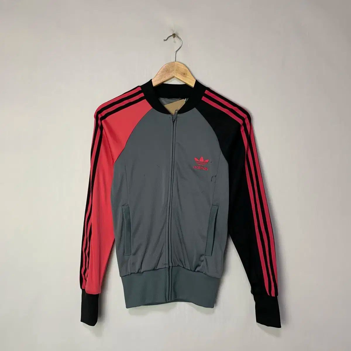 アディダス ジャージ グレー|ピンク|ブラック ヴィンテージ レディース ジップアップ xs