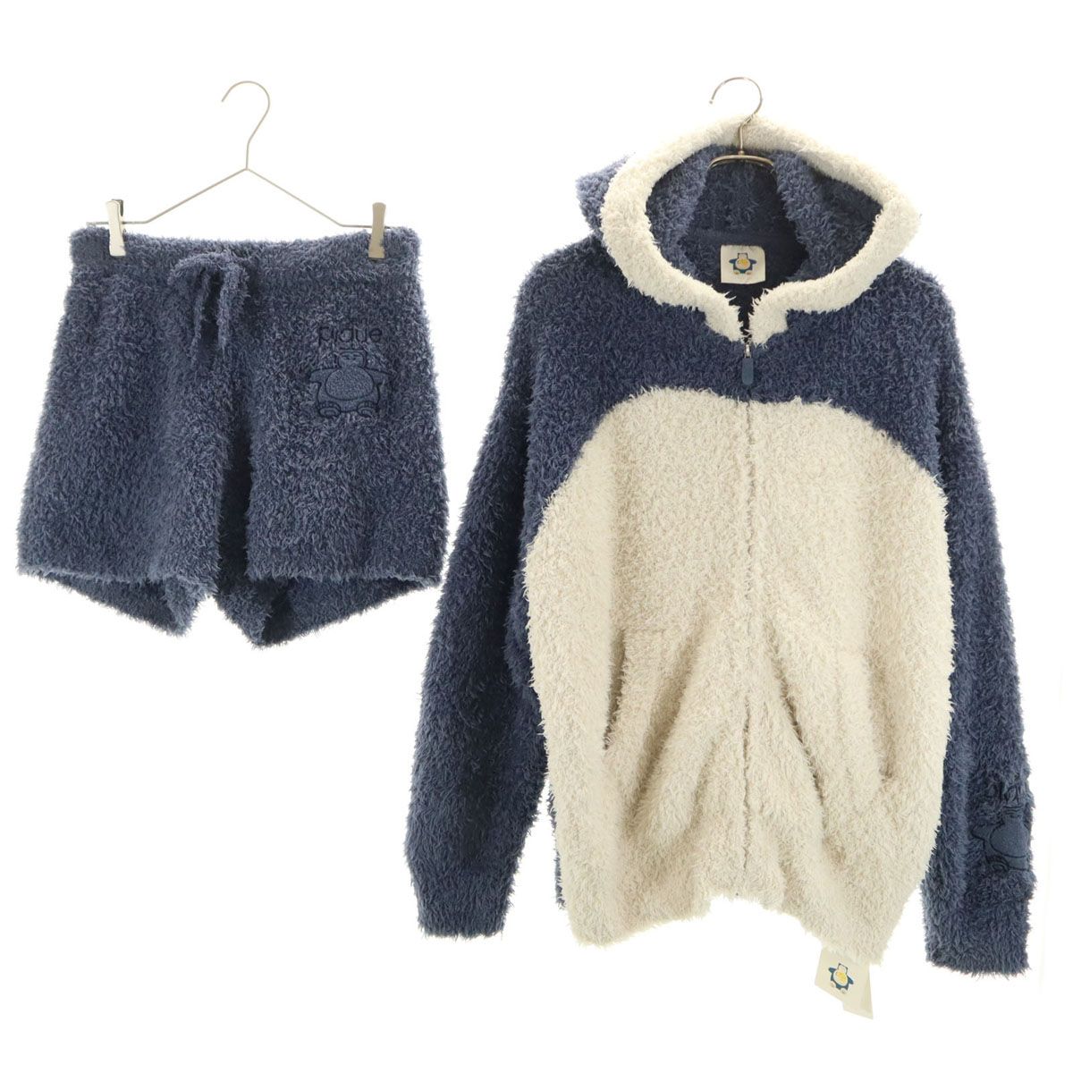 ♥ gelato pique ジェラートピケ Pok_mon Sleep ポケモンスリープ コラボ 長袖 カビゴン ルームウェア 上下 セットアップ F ネイビー レディース 古着