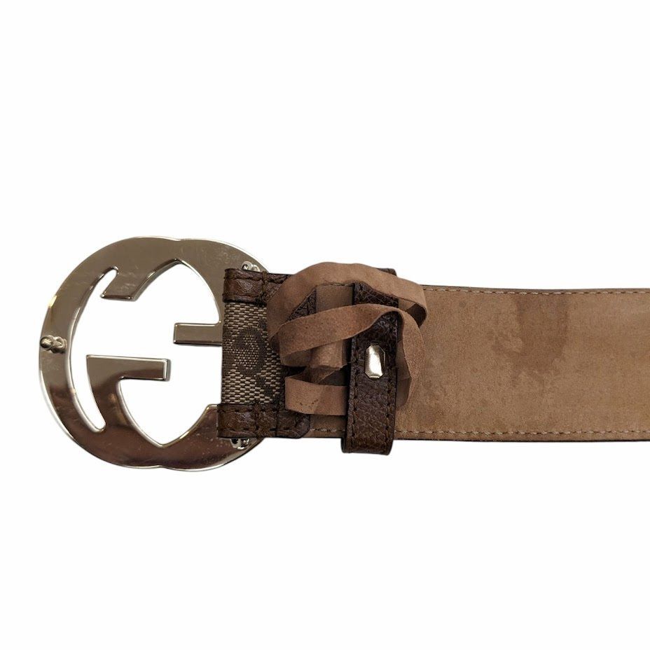 GUCCI グッチ GGバックルベルト インターロッキング GGキャンバス 総柄