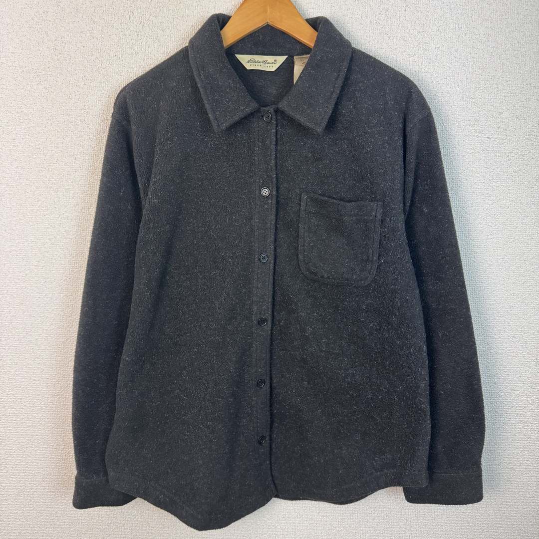Eddie Bauer エディーバウアー フリースシャツジャケット ボタンアップ チャコールグレー Mサイズ  古着 アメカジ Eddie Bauer エディーバウアー フリースシャツジャケット ボタンアップ
