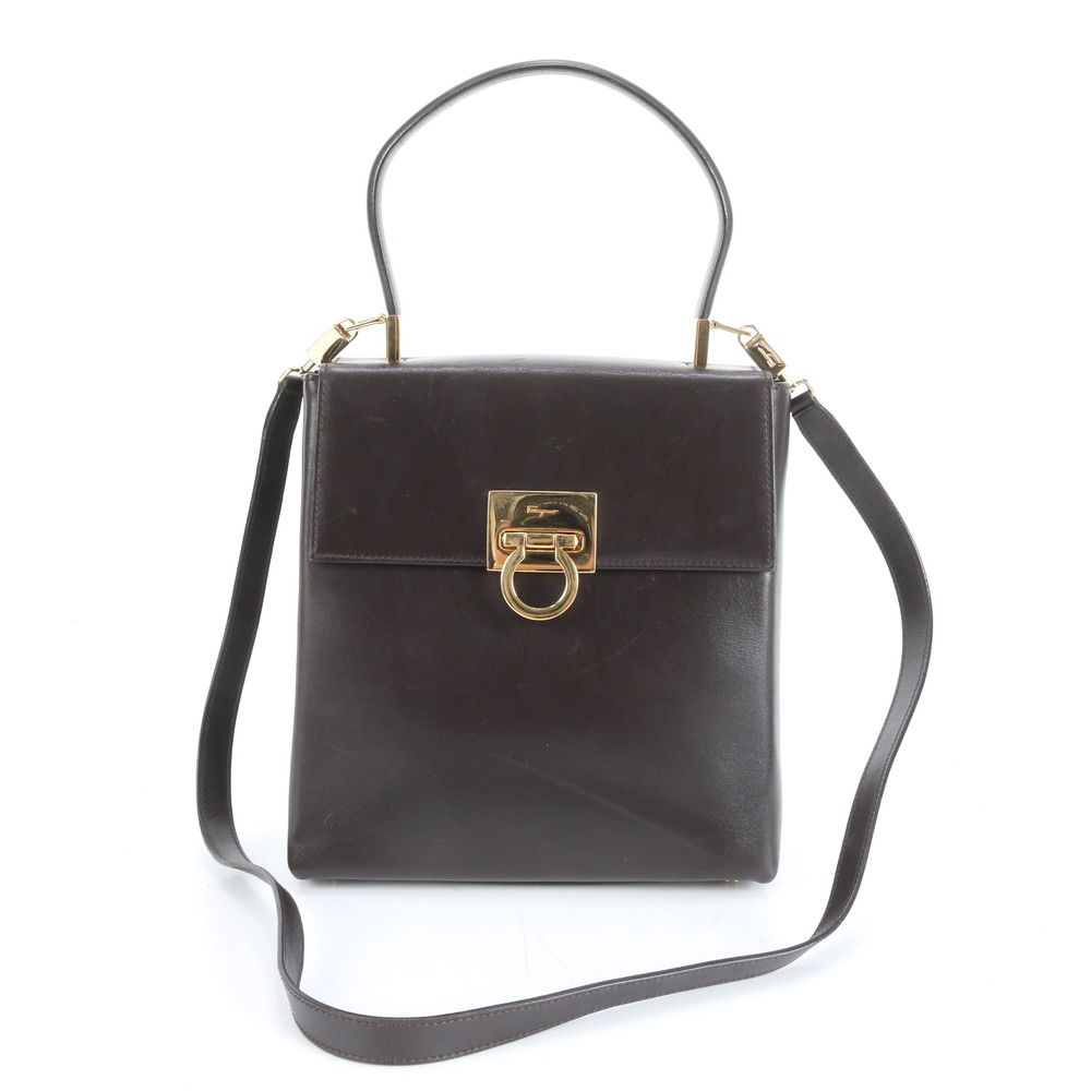 サルヴァトーレフェラガモ ガンチーニ レザー 2WAY ショルダーバッグ 斜め掛け ハンド トップハンドル レディース ERE CX17-2