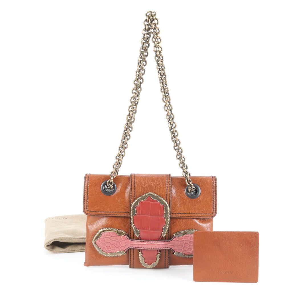 ボッテガヴェネタ クロコダイル エンボス レザー 2WAY チェーン ショルダーバッグ 肩掛け トート 本革 レディース ERE CX8-10