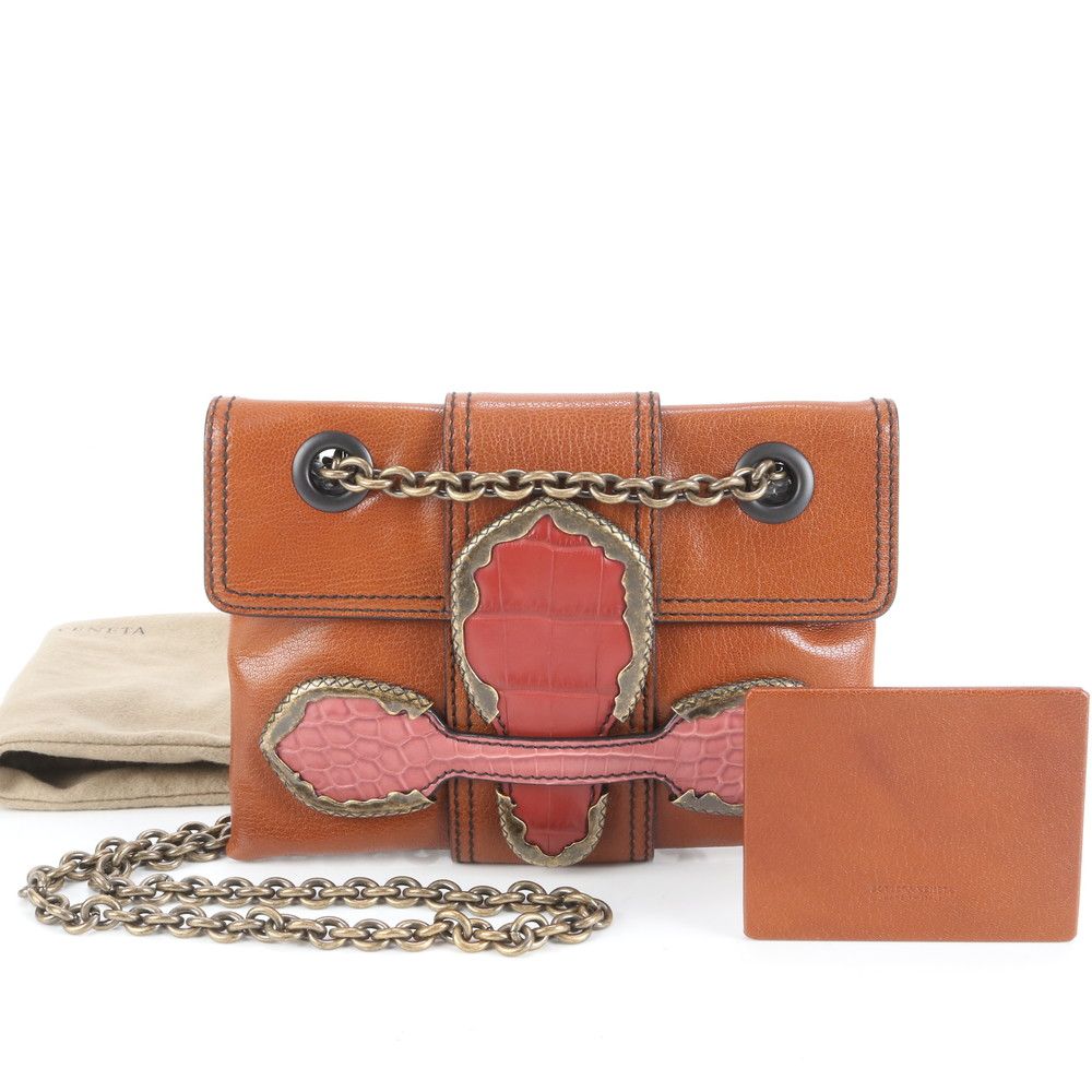 ボッテガヴェネタ クロコダイル エンボス レザー 2WAY チェーン ショルダーバッグ 肩掛け トート 本革 レディース ERE CX8-10