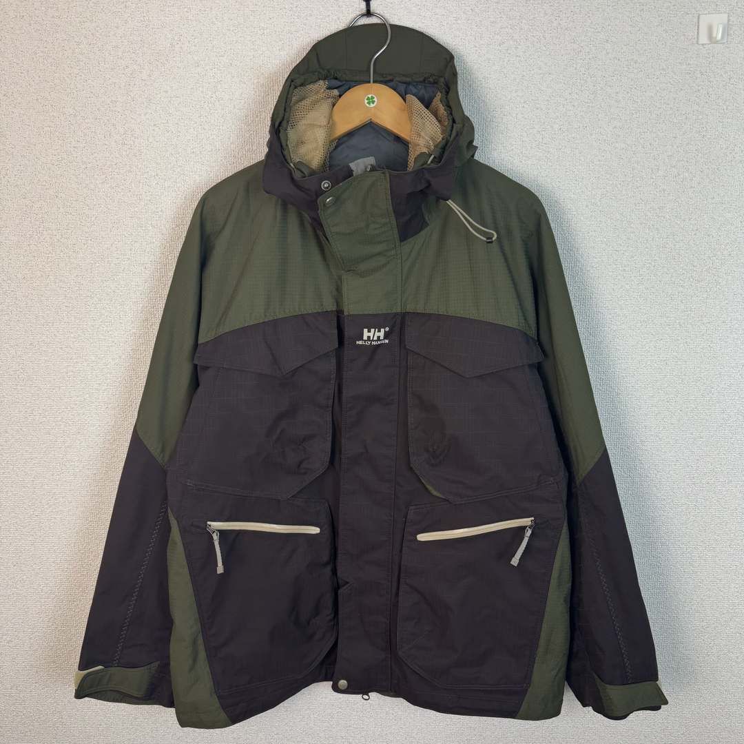 HELLY HANSEN ヘリーハンセン マウンテンパーカー アースカラー グリーン Lサイズ メンズ 古着 ストリート　テック系