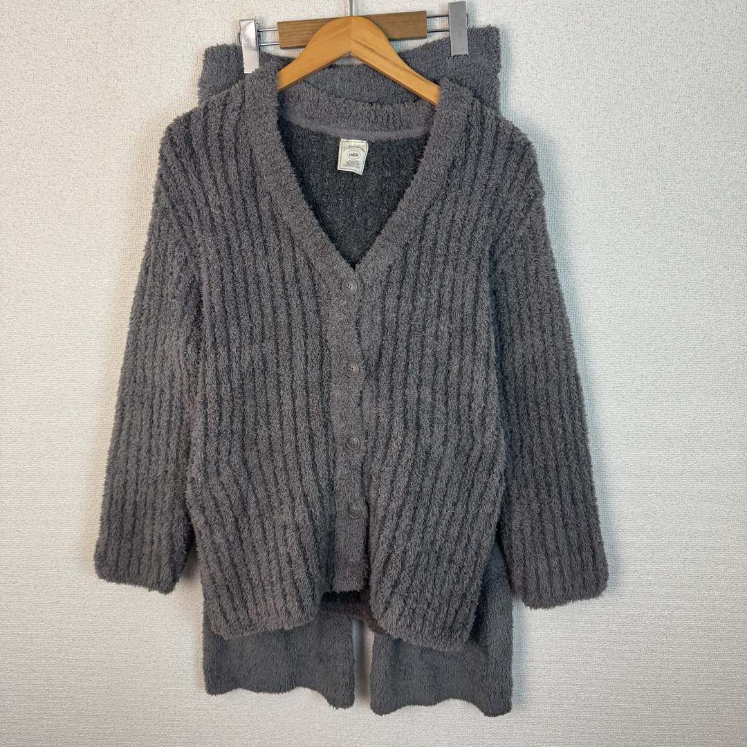 gelato pique ジェラートピケ ルームウェア セットアップ Vネックカーディガン リブ グレー ONE SIZE レディース 古着