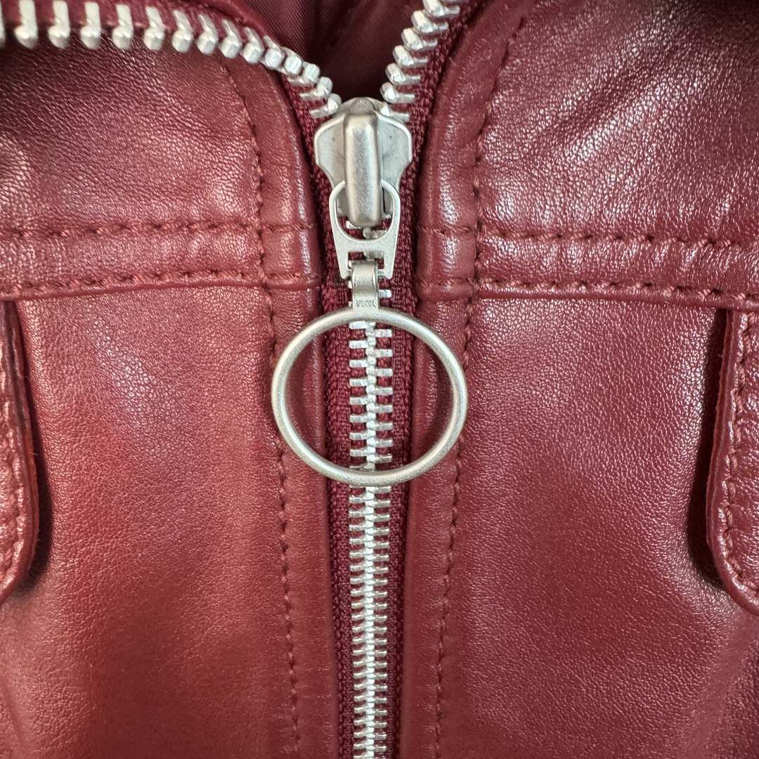 BYMNG バイミング レザージャケット リブニット切替 ワインレッド レディース 古着 Y2K 平成 ストリート GULLKHAN_COM