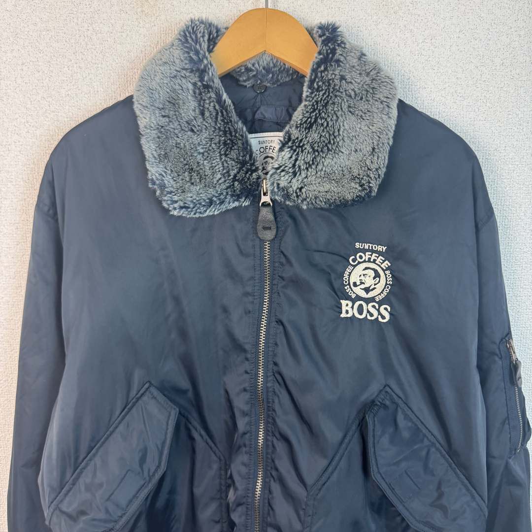 SUNTORY BOSS サントリーボス フライトジャケット 企業ロゴ ネイビー メンズ 古着 アメカジ
