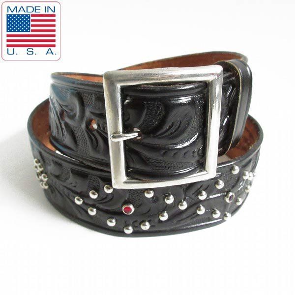 美品 USA製 Rockmount ロックマウント スタッズ ボタニカル カービング