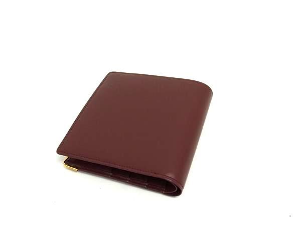 ♥ Cartier カルティエ マストライン レザー 二つ折り 財布 ウォレット 札入れ 小銭入れ カード入れ ボルドー系 FN7360