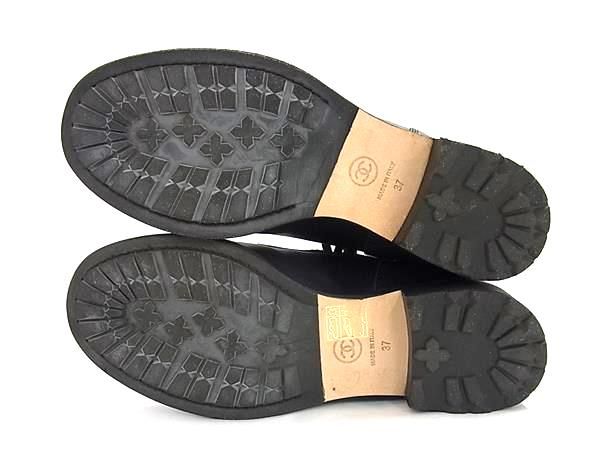  CHANEL シャネル ココマーク マトラッセ レザー ブーツ 表記サイズ 37 約24 cm 靴 シューズ ダークネイビー系 FN 7796 ハイヒール パンプス パンプス