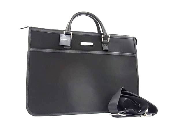 BURBERRY バーバリー ナイロンキャンバス ビジネスバッグ ブリーフケース 書類かばん メンズ ブラック系 BR0761