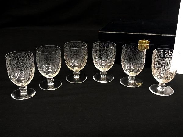 Baccarat バカラ ヴィンテージ アンティーク ゴルフジュアン クリスタルガラス オリーブ グラス 6客セット BR0762