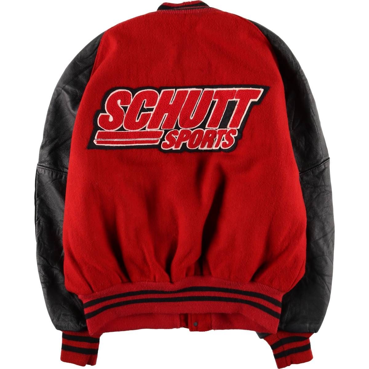 古着 90年代 デロング DeLONG 袖革ウールボタンスタジャン バーシティジャケット メンズXXL相当 ヴィンテージ eaa592254