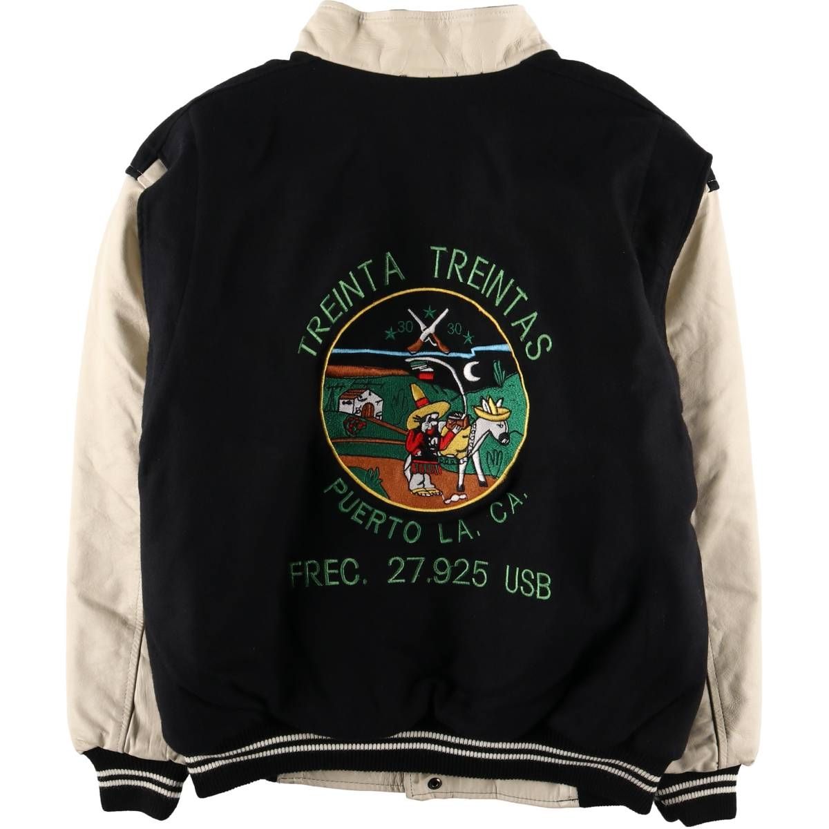 古着 MARINA 袖革ウールボタンスタジャン バーシティジャケット メンズXXL相当 ヴィンテージ eaa592256