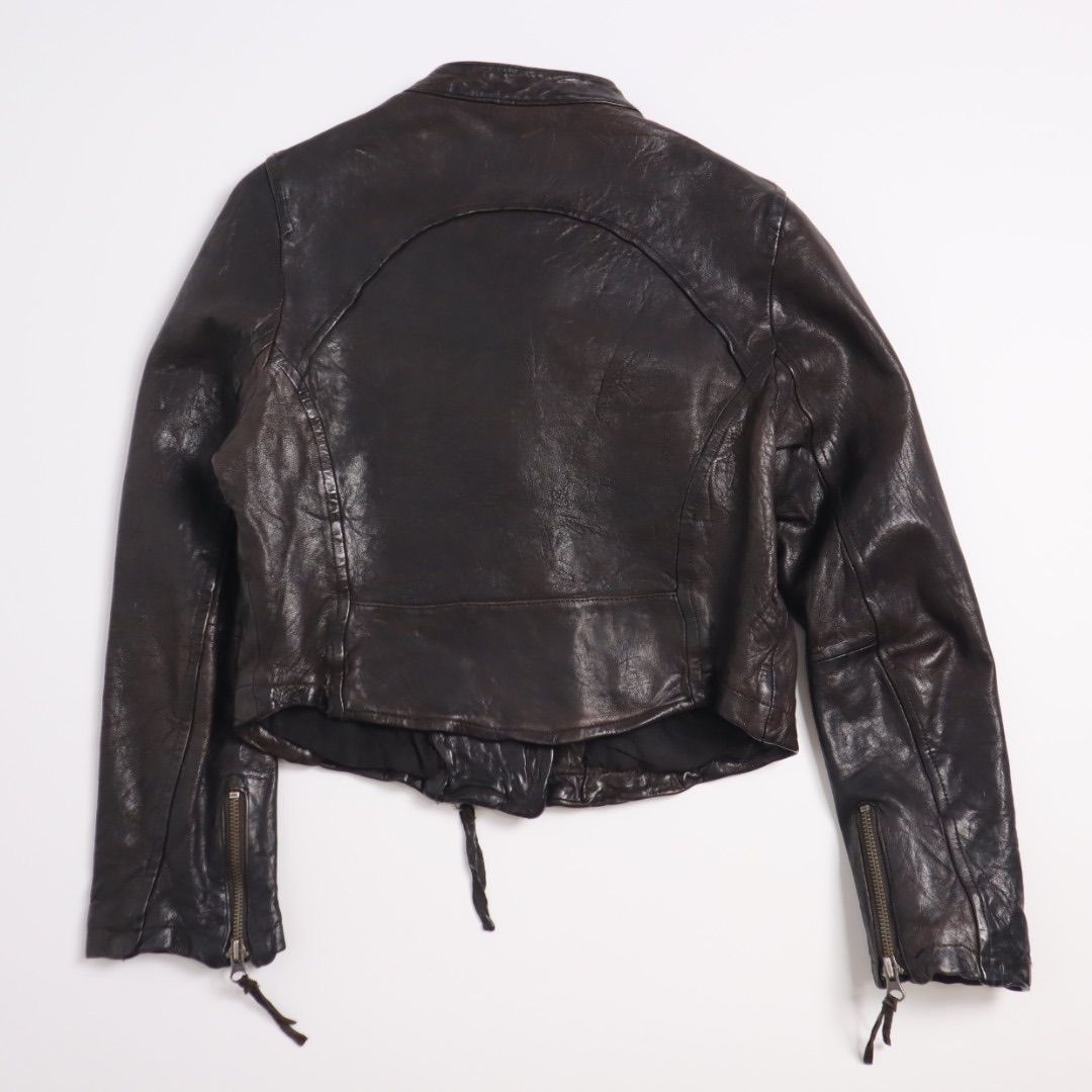 00s Flammeum y2k ダブルライダースジャケット sheepskin 羊革 ラムレザー y2k double-breasted biker jacket