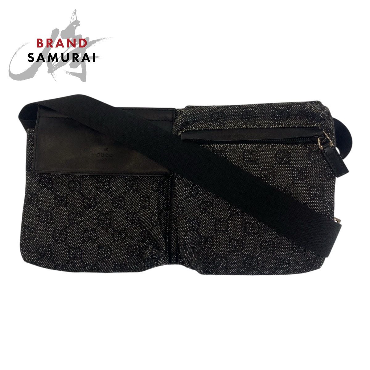 GUCCI グッチ ブラック 黒 シルバー金具 GGキャンバス|レザー 28566 ボディバッグ ウエストバッグ レディース 505768