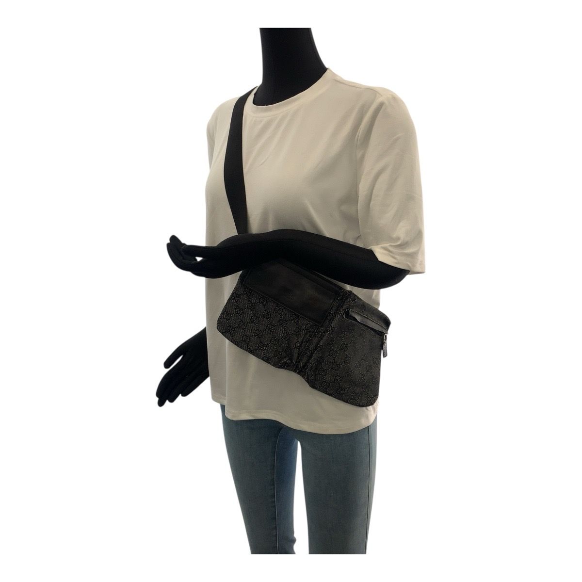 GUCCI グッチ ブラック 黒 シルバー金具 GGキャンバス レザー 28566 ボディバッグ ウエストバッグ レディース 505768 DECORATOM_COM_BR