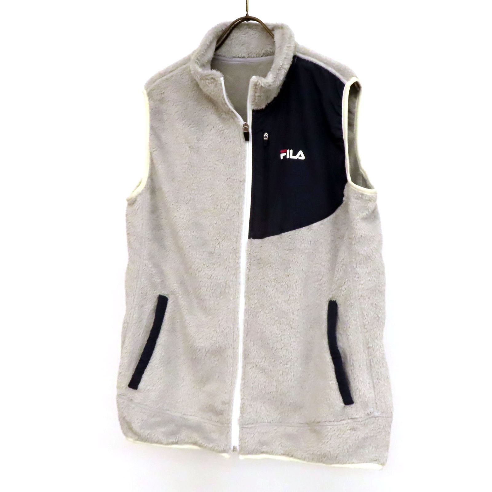 HR0404 美品 FILA フィラ ジップ ベスト フリース ボア ロゴ