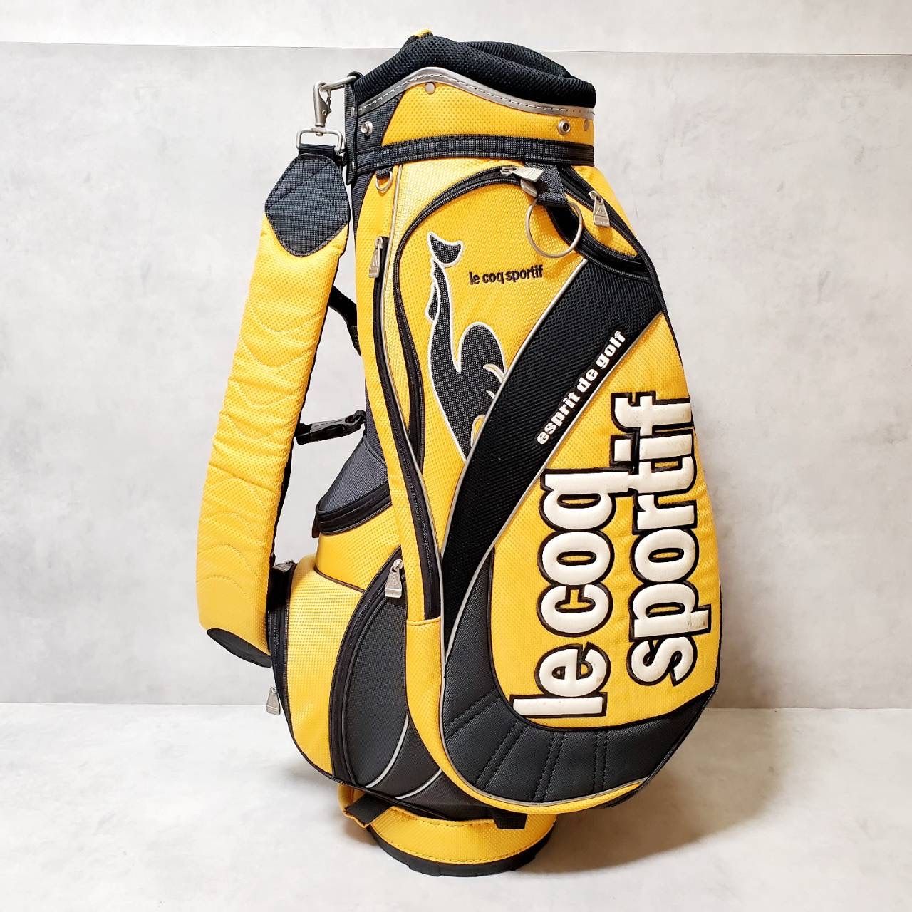 【ルコックスポルティフ　ゴルフキャディバッグ】イエロー 良品】le coq sportif ルコックスポルティフ キャディバッグ イエロー
