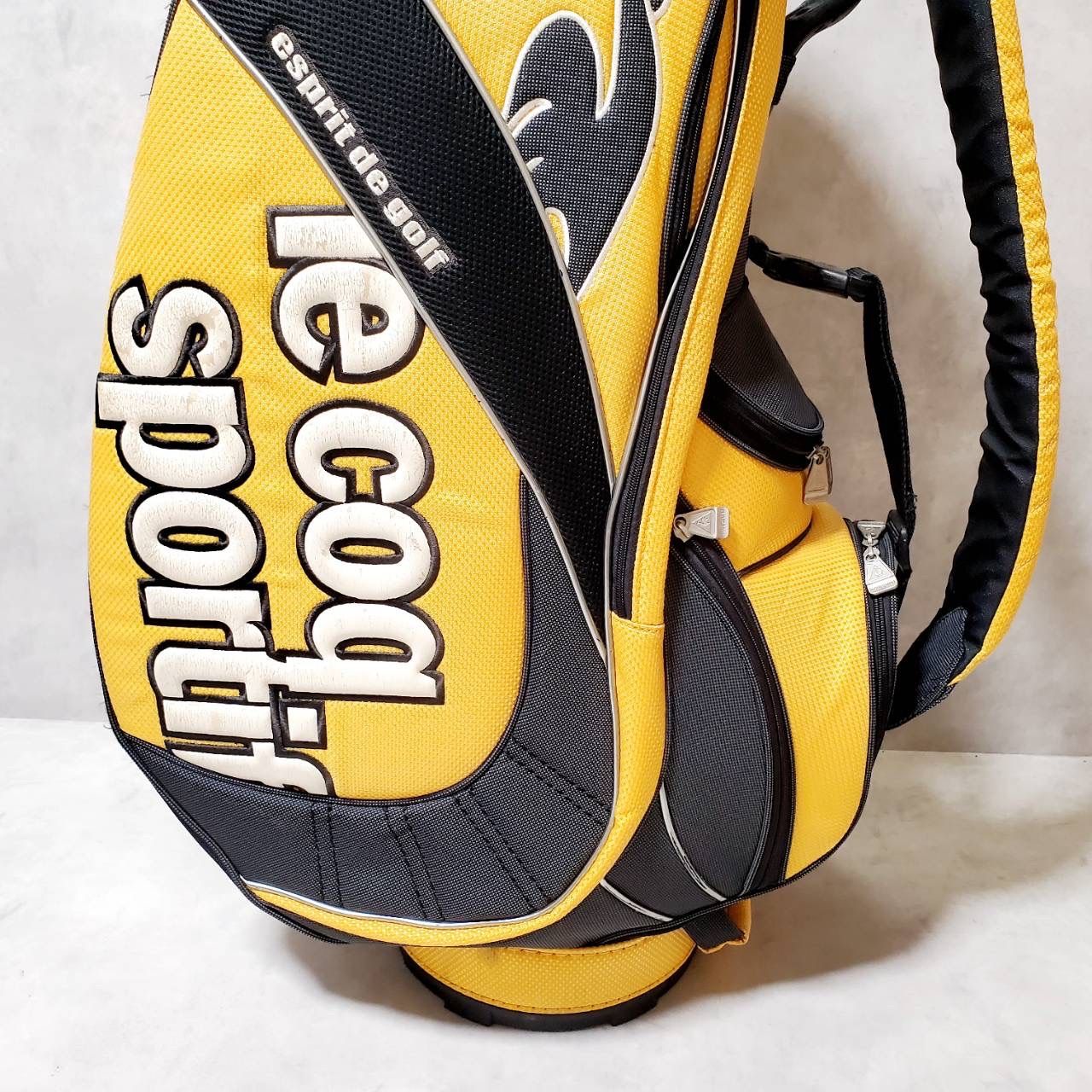 【ルコックスポルティフ　ゴルフキャディバッグ】イエロー 良品】le coq sportif ルコックスポルティフ キャディバッグ イエロー