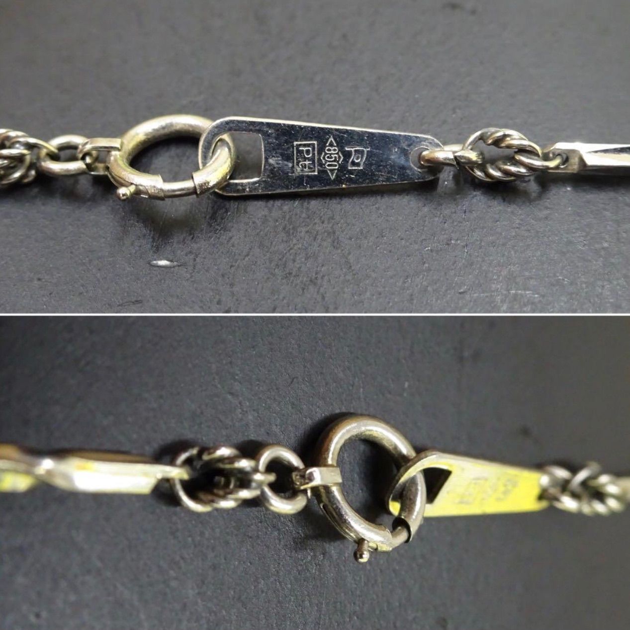 プラチナ pt850 切子 キリコ ヴィンテージ デザイン ネックレス 約40.5