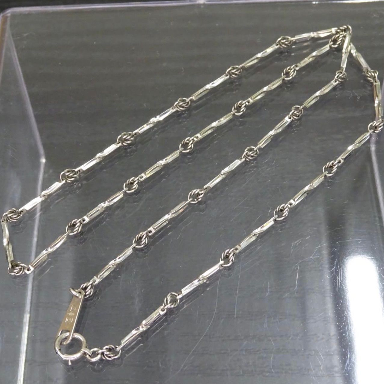 プラチナ pt850 切子 キリコ ヴィンテージ デザイン ネックレス 約40.5 プラチナ pt850 切子 キリコ ヴィンテージ デザイン ネックレス 約40.5