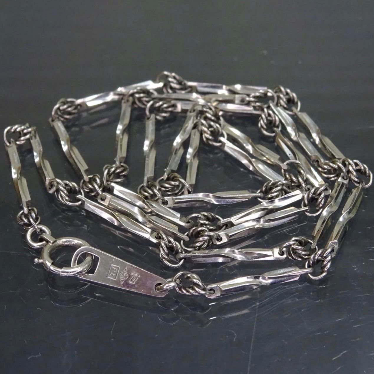 プラチナ pt850 切子 キリコ ヴィンテージ デザイン ネックレス 約40.5